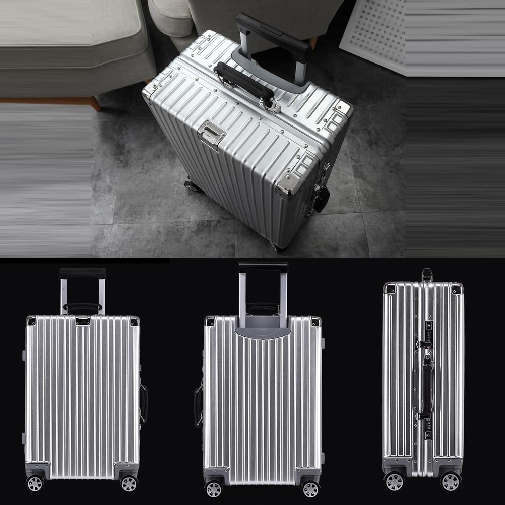 Metal Suitcase Aluminium Silver Suitcase Carry on Suitcase with Spinner Wheels,5,20in