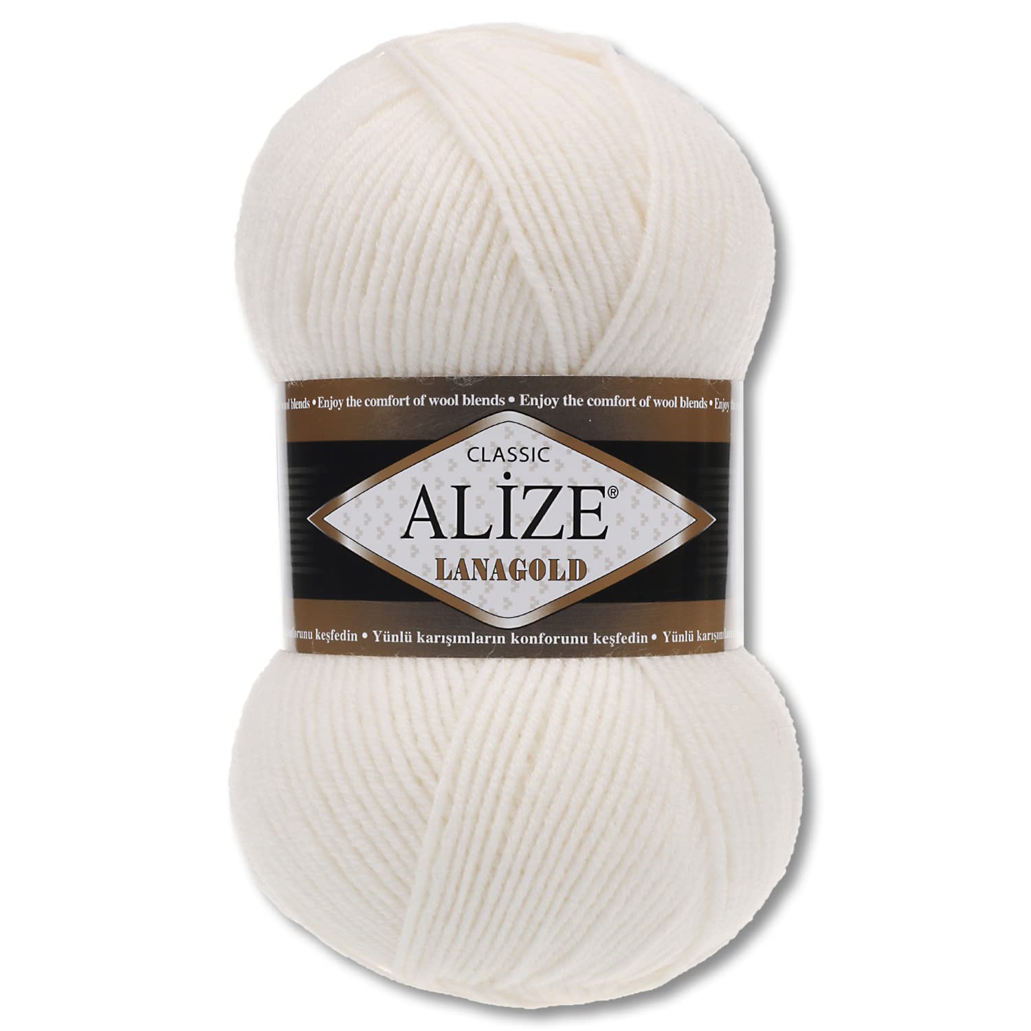 Wohnkult Alize 100 g Lanagold Premium Wool 51 Selection Hats Blankets Clothing Accessory (450 | Pearl White)