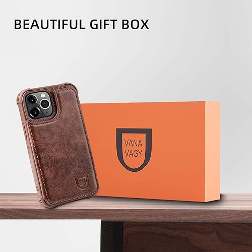 Miniatura 6 de VANAVAGY Funda tipo cartera para iPhone 13 Pro Max para mujeres y hombres, funda de cuero con tapa para teléfono compatible con soporte magnético