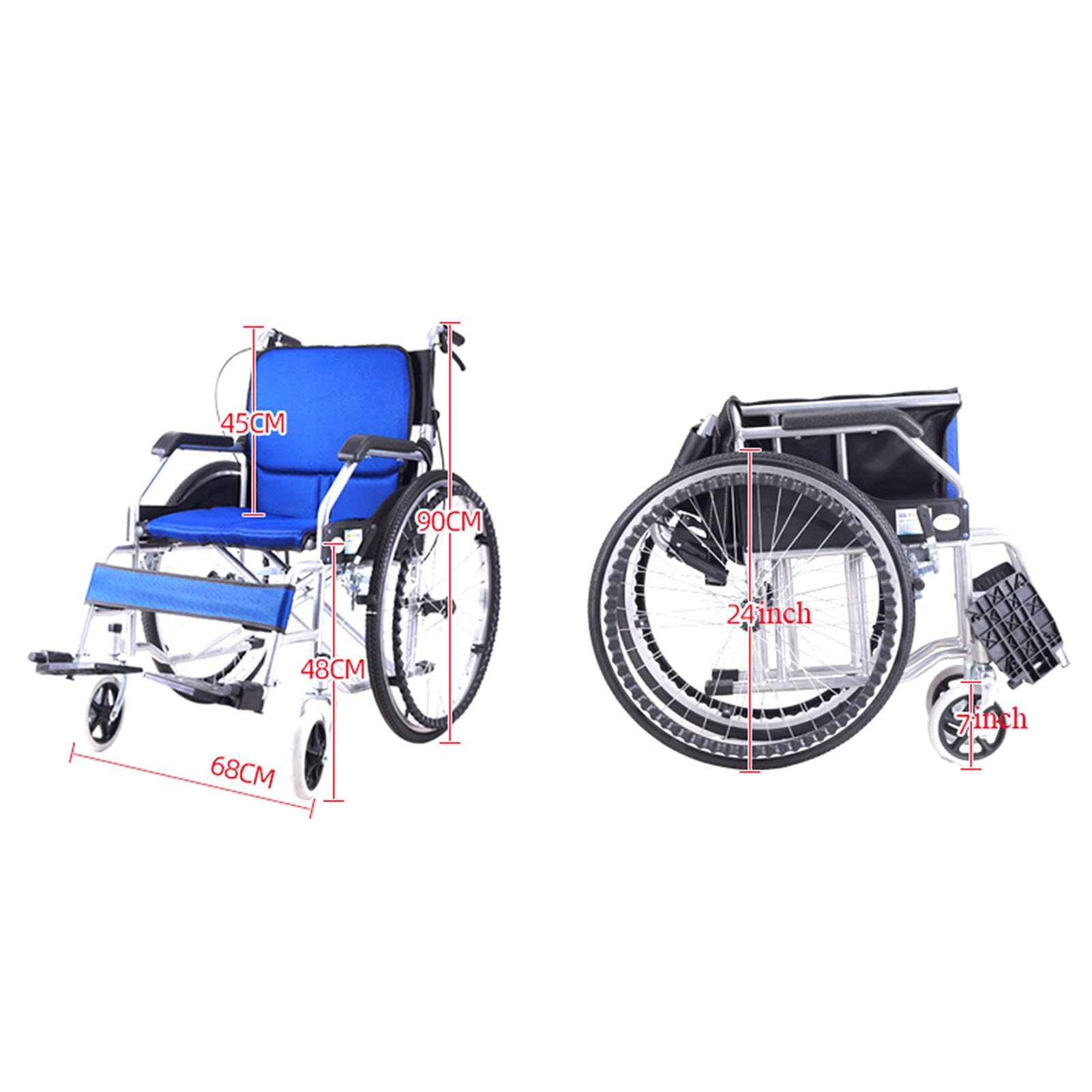 Sillas de Ruedas Ligeras,Silla de Ruedas Manual Ligera, Silla de Ruedas de Conducción Reclinable Totalmente Plana Y Multifuncional