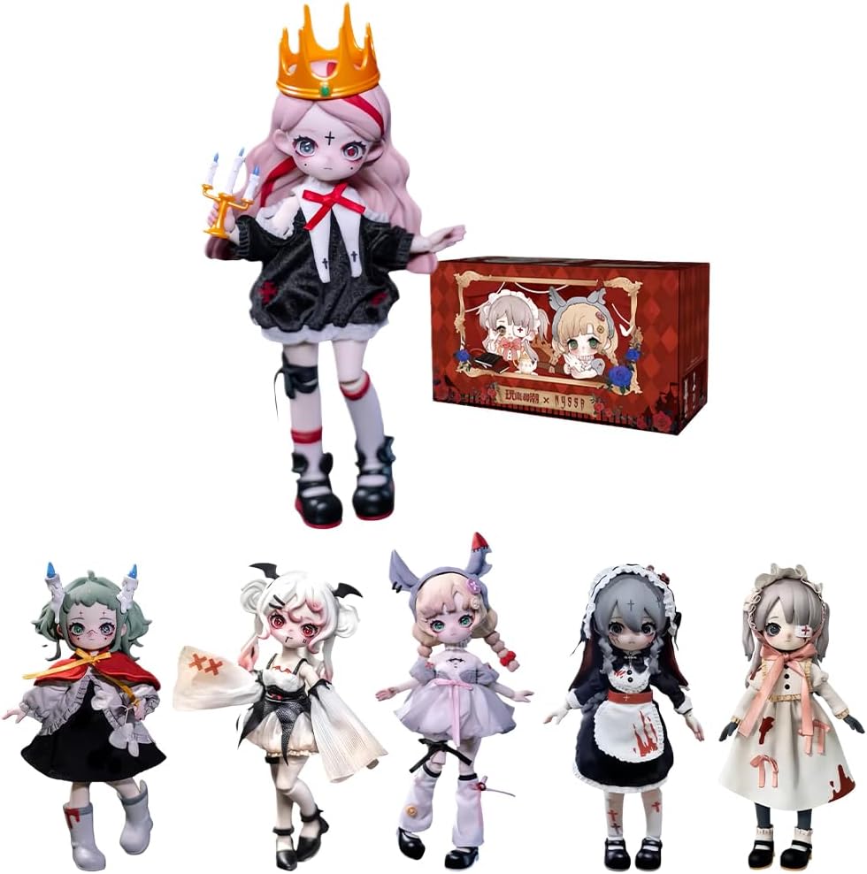 niannyyhouse 1/12 BJD Blind Box Figurines, Ball Jointed Doll with Clothes, Bizarre Nightmare Series, Action Figure Collectable (6PCs)