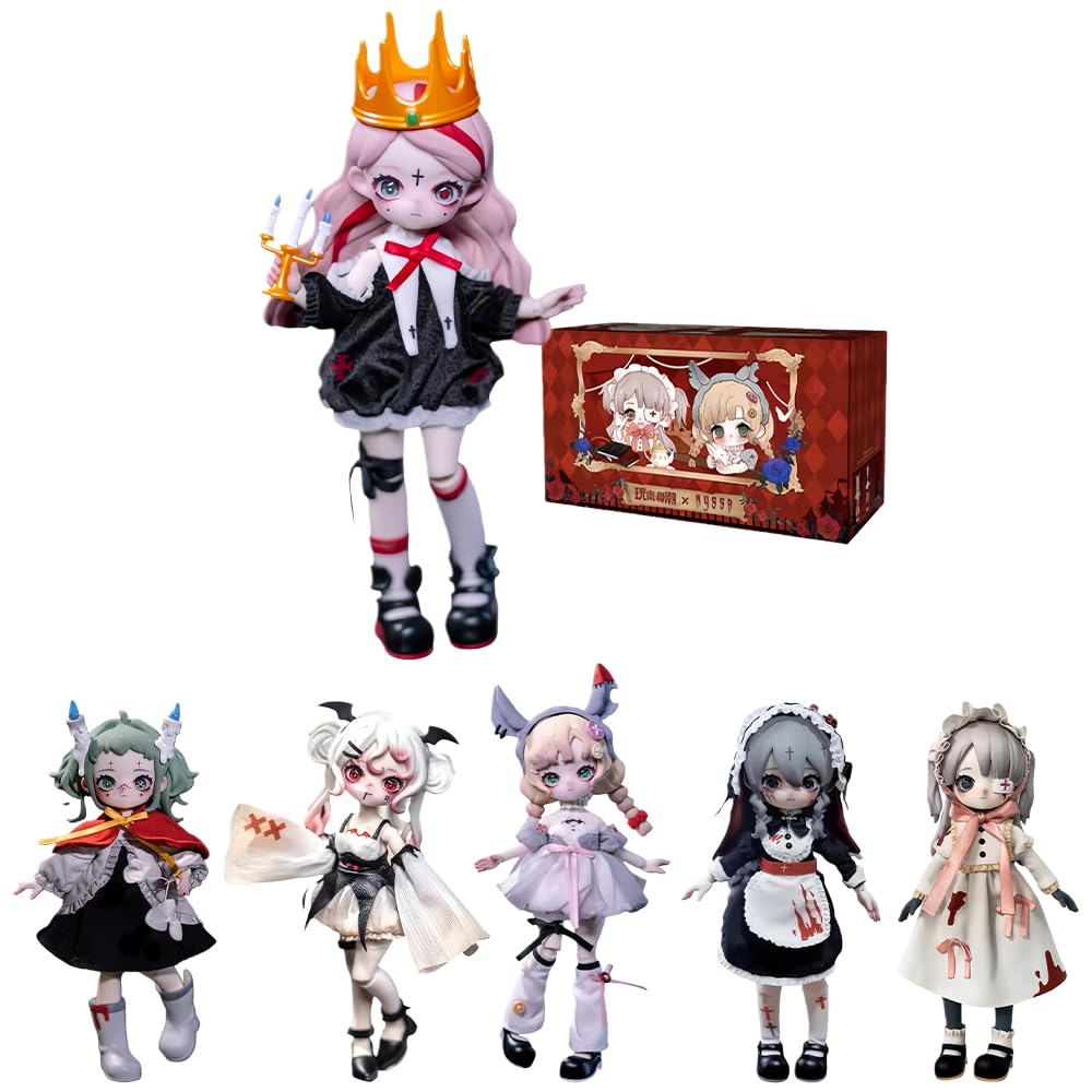 niannyyhouse 1/12 BJD Blind Box Figurines, Ball Jointed Doll with Clothes, Bizarre Nightmare Series, Action Figure Collectable (6PCs)