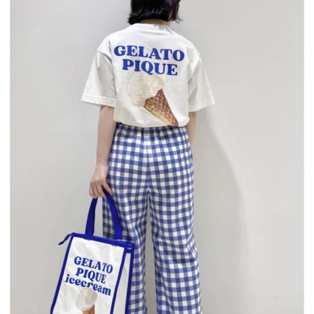 Amazon.co.jp: ジェラートピケ ギンガムチェック 青 上下セット  