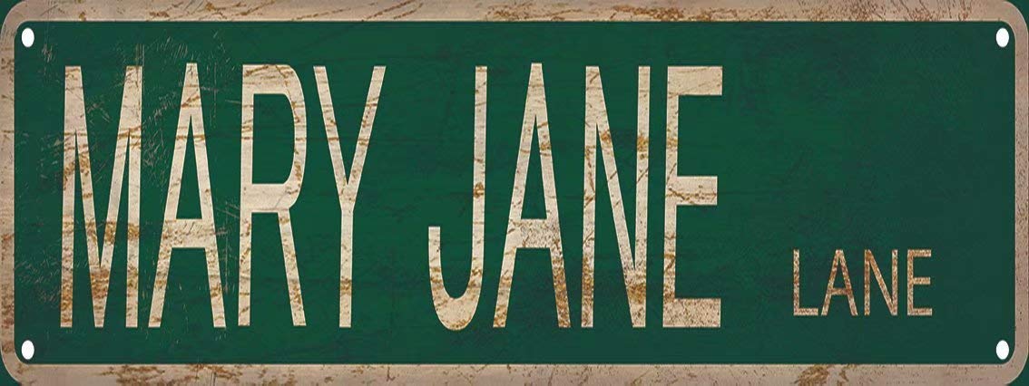 Mary Jane Lane Cartello stradale retrò in metallo, decorazione da