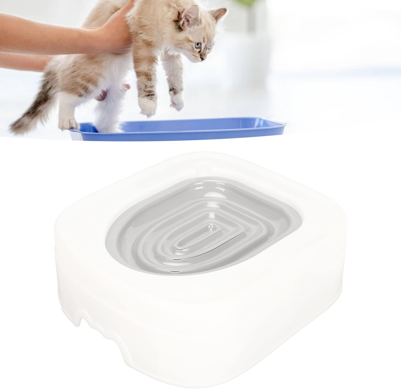 Cat Toilet Training, Faux Toilet Look Cat Toilet Training System, Professional Cat Toilet Trainer Kit, Kitten Potty Urinal, Teach Cat to Use The Toilet Keep Cleaning (Grey)
