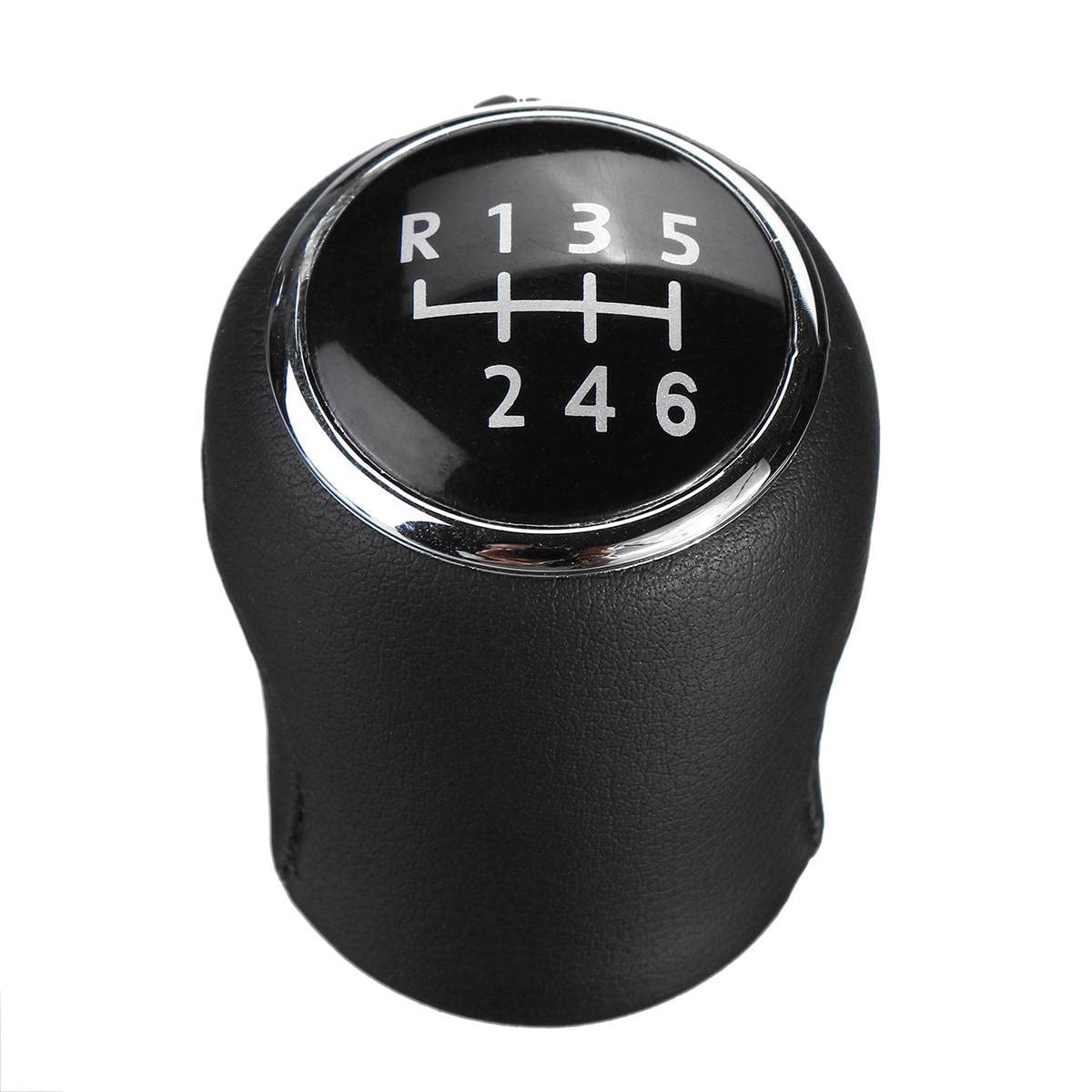 Pomello Cambio E Cuffia Cambio Compatibile Con VW Per Passat B6 3C 2005-2010 - 6 Marce - Nero - Con Telaio - Finta Simil Pelle - Leva Cambio Manuale - (A261-1