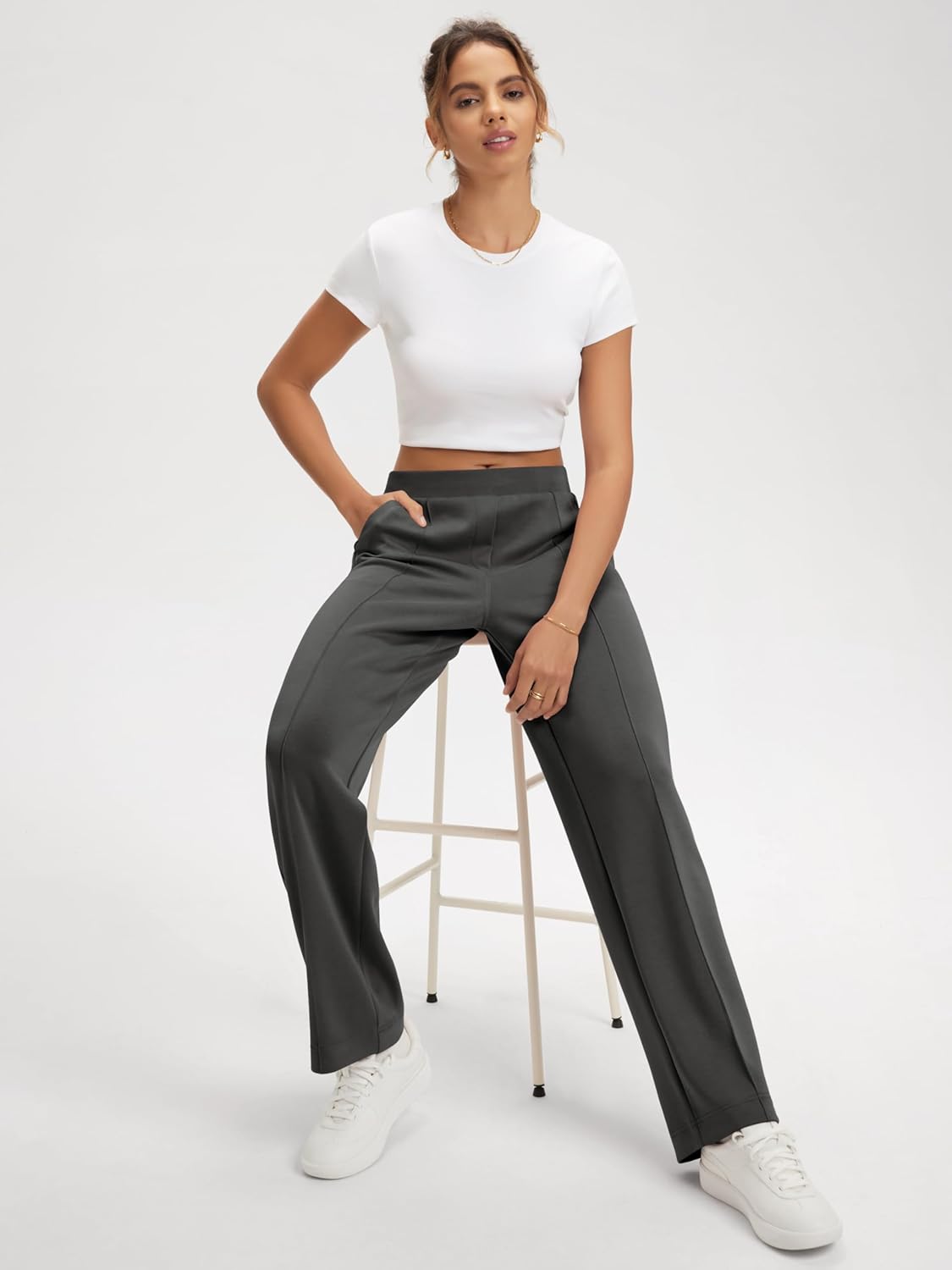 ODODOS Women's Modal Soft Classic Pants Mid Rise Pull-On Lounge Casual Work Pants with Pockets- 27" / 29" / 31" Inseam - Image 4