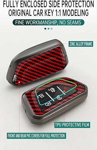 Miniatura 6 de ontto Funda inteligente para llavero con control remoto para Cadillac CT5 CT6 XTS XT4 XT5 ATS 2020 en adelante, textura de carbono y carcasa de