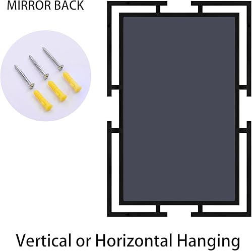 Miniatura 8 de Espejo de pared decorativo grande, espejo negro de 24 x 36 pulgadas para baño, espejo templado para decoración de pared con marco de metal para sala