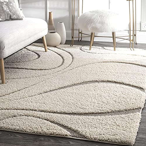 Image of Shaggy Carpet for Home 6X8 FEET Ultra-Soft, Thick, and Stylish Shag Texture Ideal for Living Room, Bedroom, or Office - Easy to Clean and Perfect (Bone Biege,)