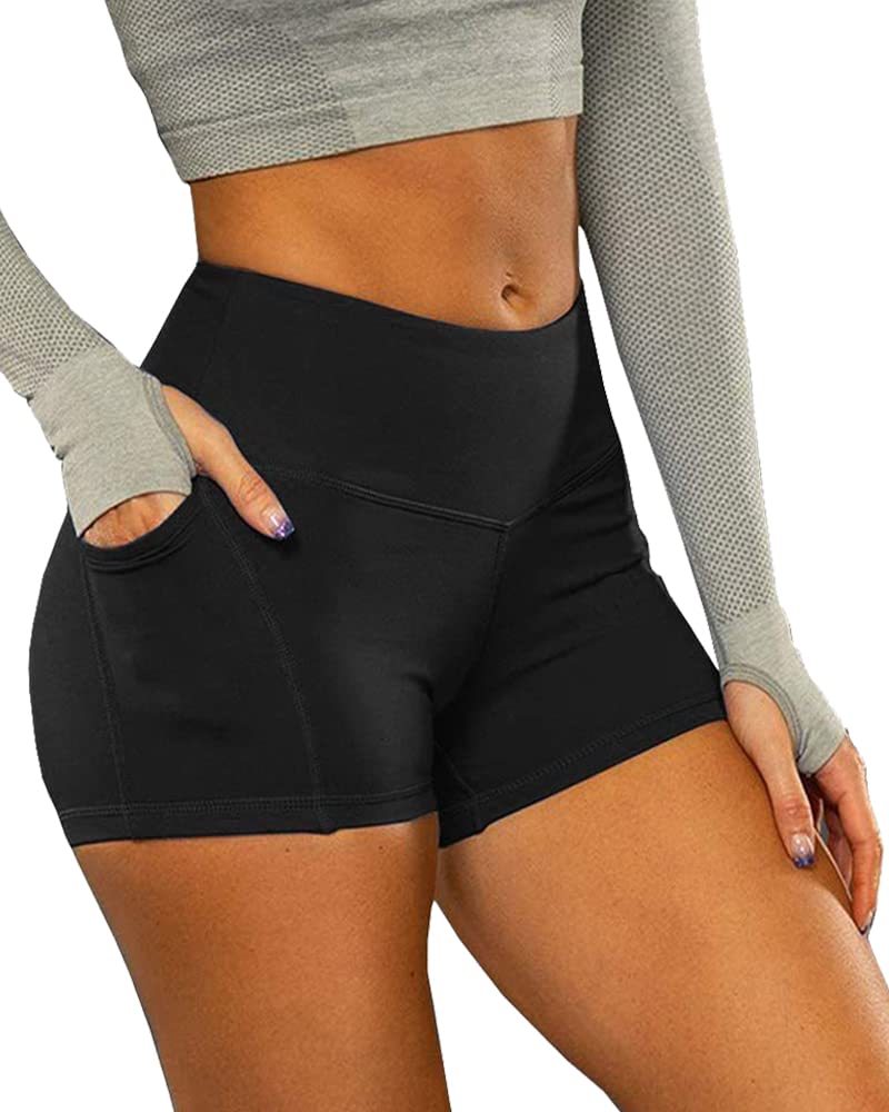 Wudia Womens Workout Shorts Scrunch Booty High Waisted Butt Lifting Athletic Leggings with Pockets