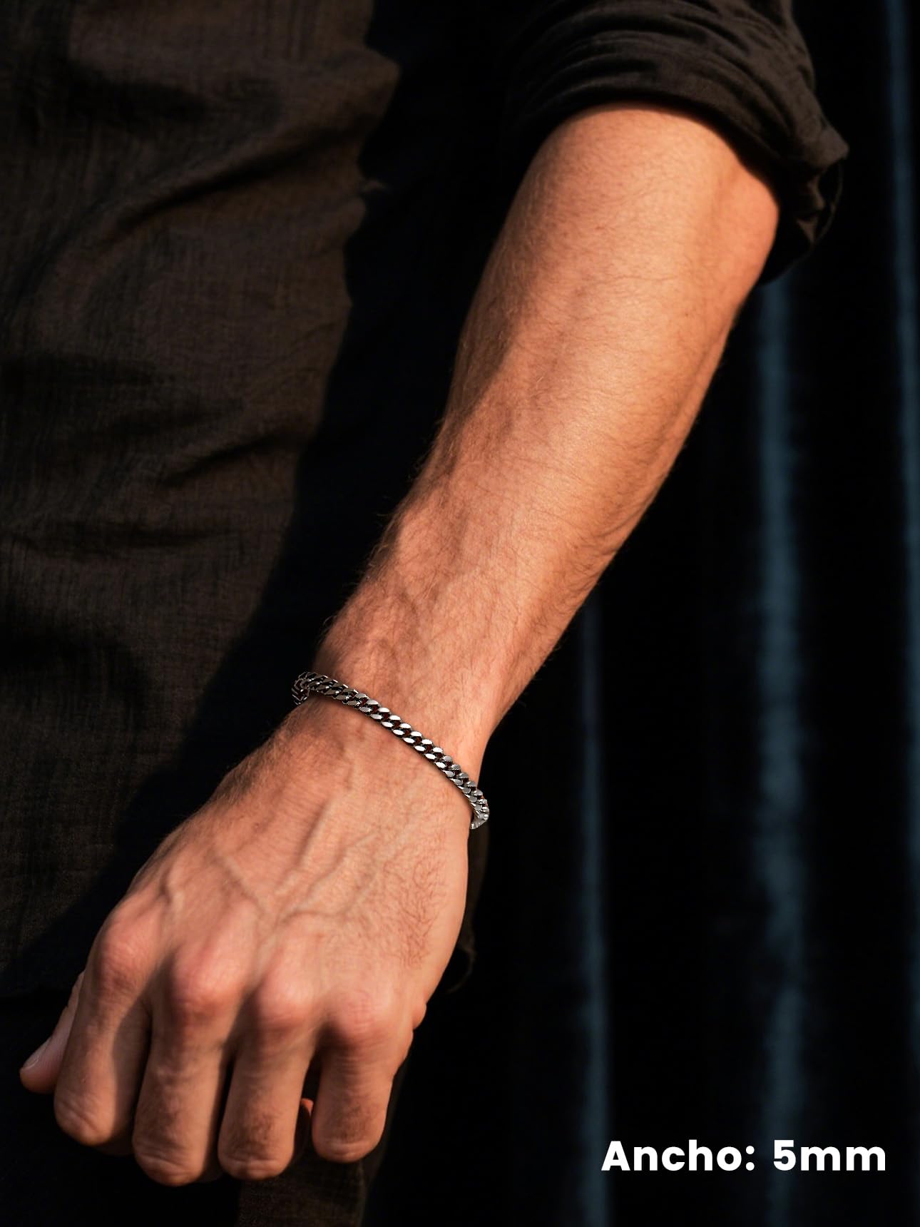 Bestyle Pulseras Cubanas Cadenas Hombre Mujer Acero Inoxidable 316L | Pulsera Eslabones 5/7/9/12mm Ancho,Plateado/Dorado/Negro,19cm/21cm/23cm Longitud Joyería para Hombres