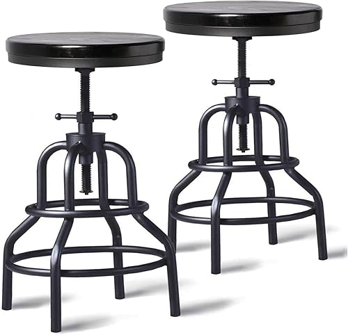 Miniatura 14 de LOKKHAN Taburetes de bar industriales - Taburete de bar giratorio de cuero y metal - De 20 a 27 pulgadas de alto, altura ajustable para encimera,