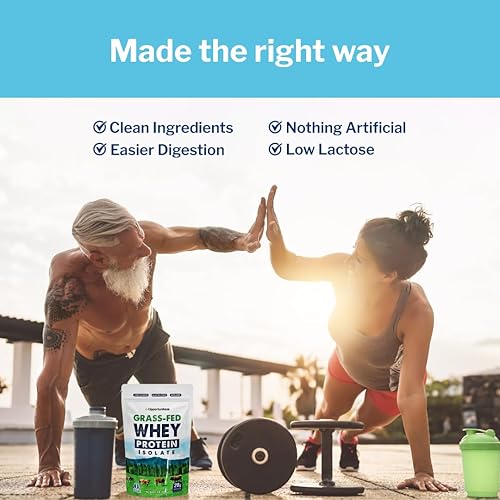 Miniatura 10 de Proteína de suero de chocolate en polvo, aislado de suero alimentado con pasto + cacao orgánico + azúcar real + sal del Himalaya, delicioso sabor