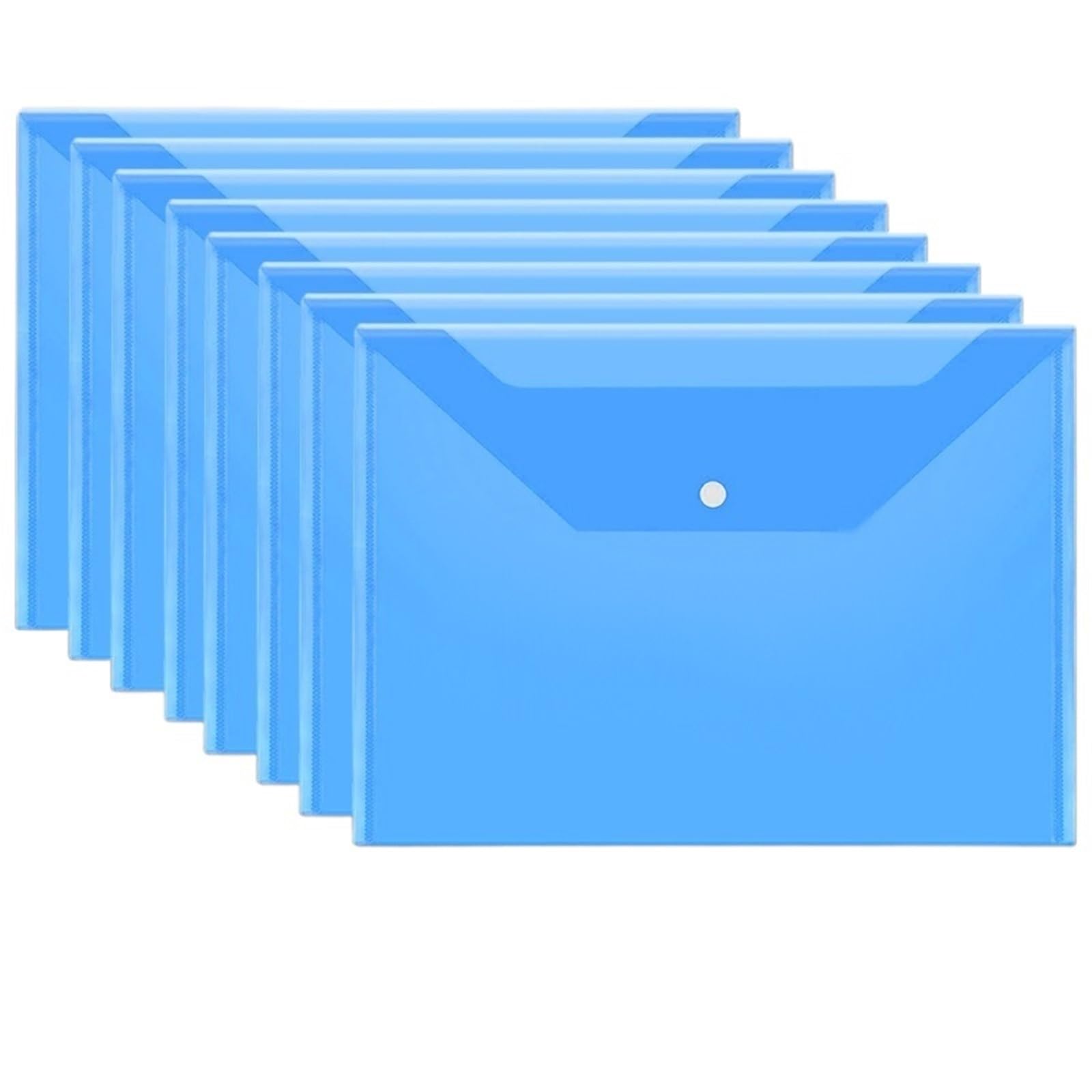 Przezroczysty folder z tworzywa sztucznego, 20 sztuk wielokolorowych przezroczystych wielokrotnego użytku. Plastikowa teczka na koperty z guzikami(Blu)