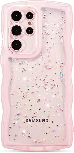 Miniatura 45 de ZTOFERA Funda protectora para Samsung Galaxy A14 4G/5G de 6.6", ondulada, con brillantina de estrella, poliuretano termoplástico transparente, suave