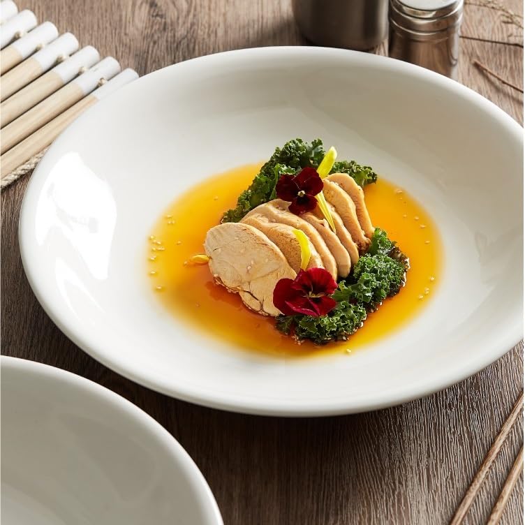 Piatti Cena Piatto fondo in ceramica bianca Piatto da zuppa Piatto for verdure Piatto for pesce for uso domestico Servizio da tavola for hotel e ristoranti Forniture Per Feste(10.5inch)