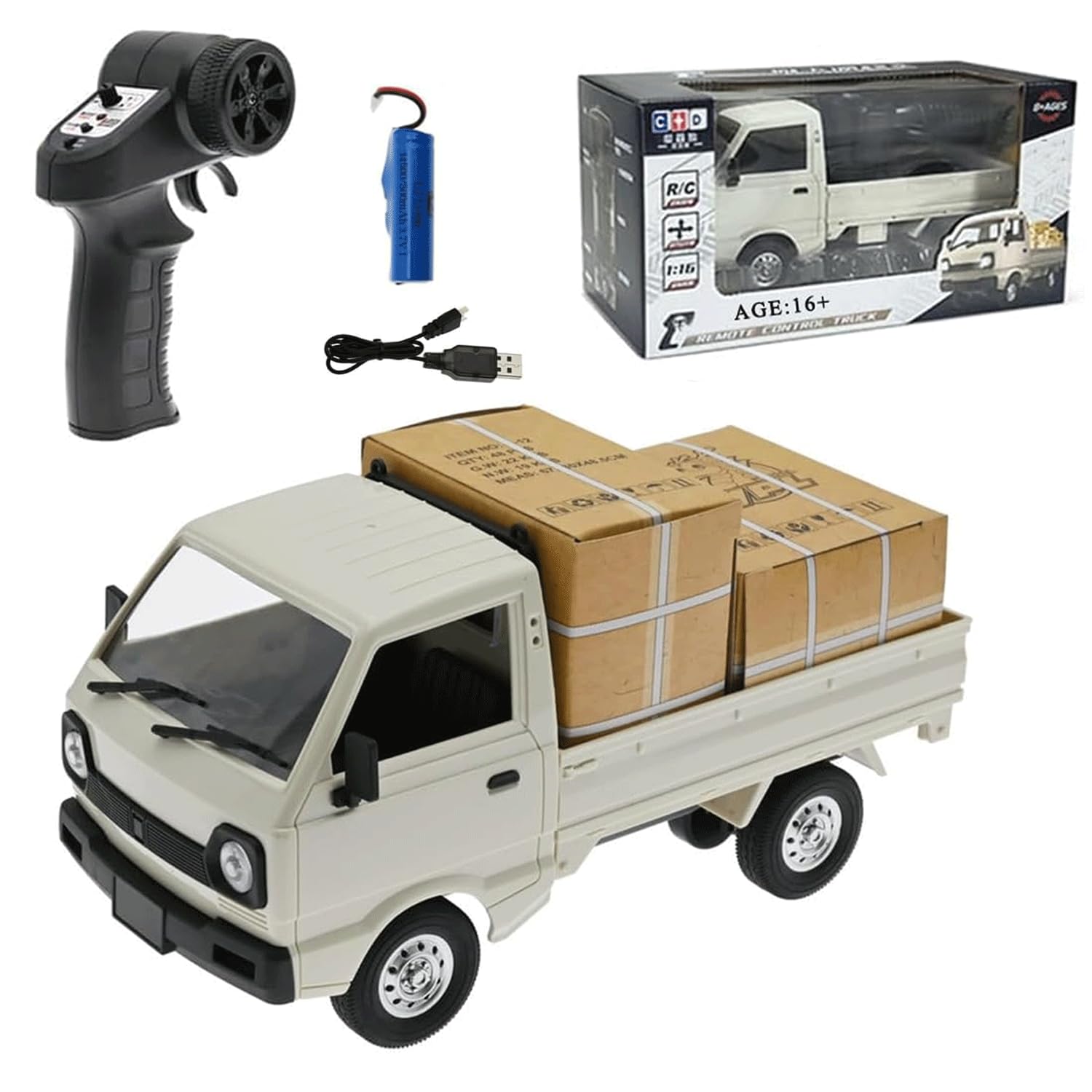 OYDL WPL D12 1:16 2.4G Mini RC Car for Adults, RC Drift Truck 4CH Off-Road High-Speed Remote Control Drift Car Climbing Cargo Truck with Led Light - 1