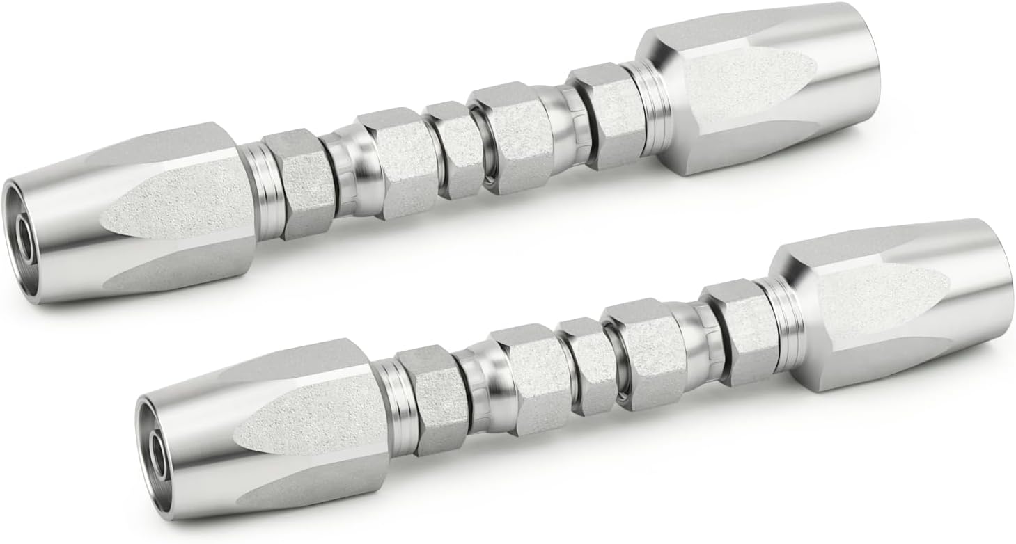 TAISHER 2PCS Hydraulic Hose Repair Kit 3/8" Reusable Fittings, 2-Wire Size #06 Field Repair Kit