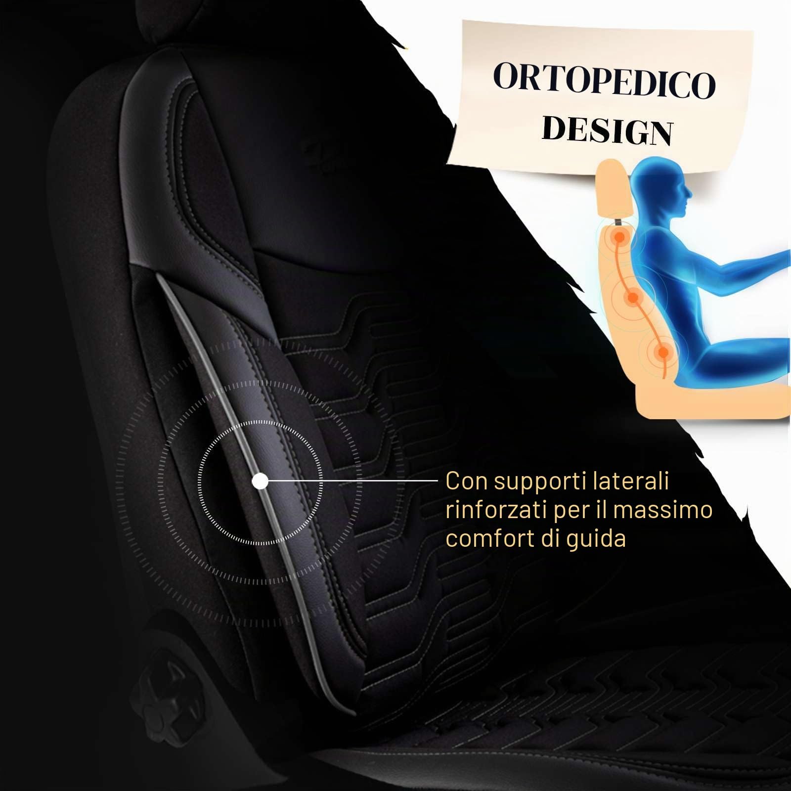 Coprisedili universali per auto – Premium accessori interni per auto e SUV – jacquard coprisedile auto, compatibile con airbag, nero e grigio, set di montaggio incluso