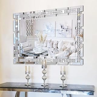 27 Guest Bathroom Ideas To Impress Every Visitor 51 Chende Crystal Decorative Wall Mirror for Living Room, 36 X 24 Inches La...