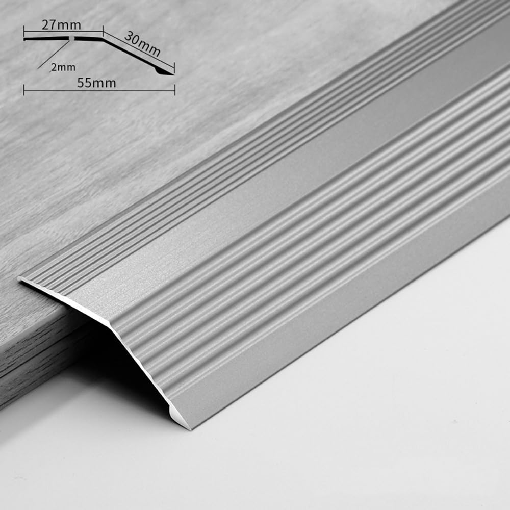 Aluminiowa listwa przejściowa do drzwi, 20 mm, reduktor krawędzi do laminatu i płytek (szara, 100 cm) - rozwiązanie progowe dla płynnego przejścia podłogowego