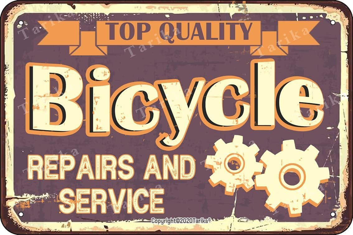 Bnvxr Multi Vintage Tin Sign Quality Bicycle Repairs And Service Metal 7.8X11.8 Inch Decoration Plaque Sign For Bicycle Metal Tin Sign Garage Decoration Room Art Pub Funny Wall Decor