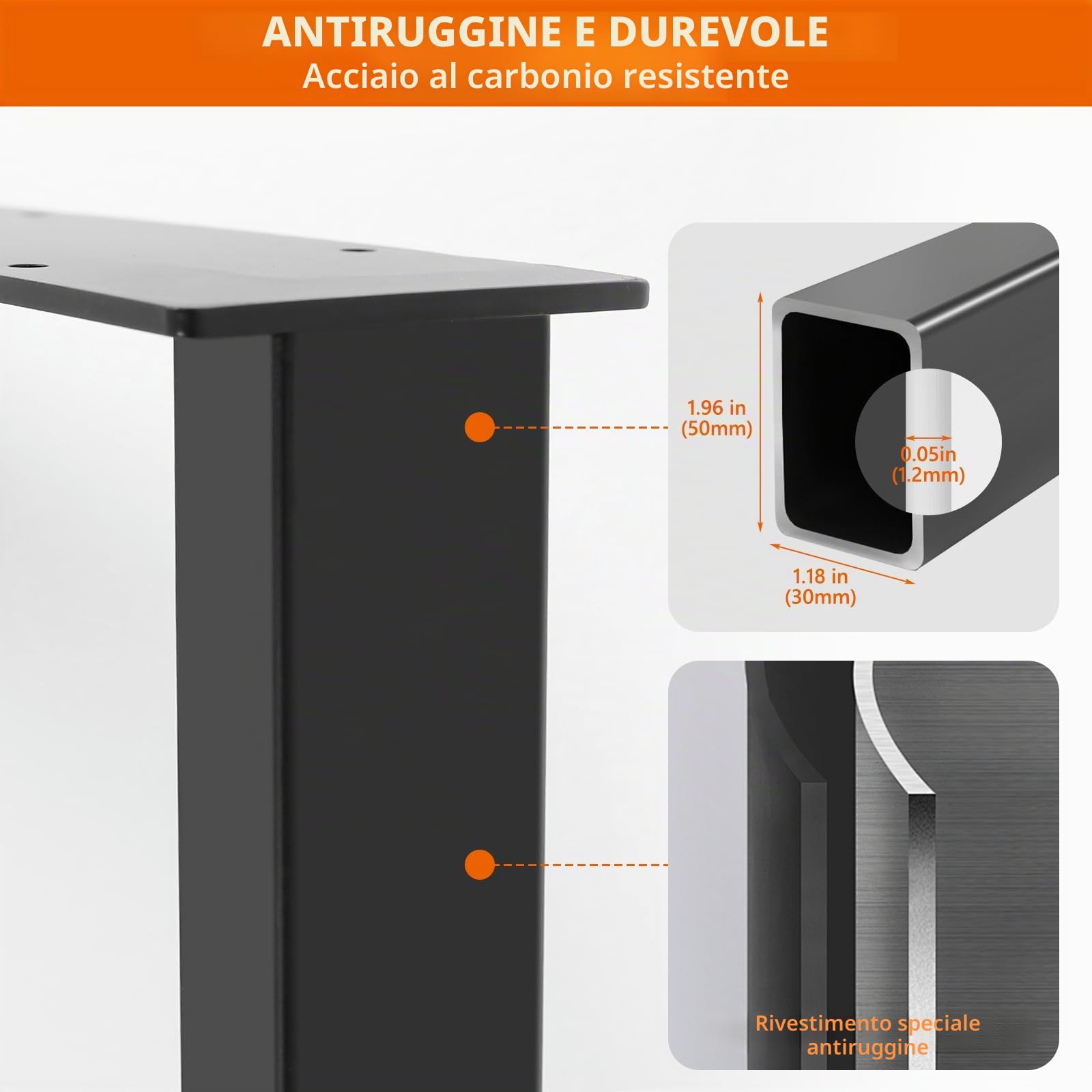 Homtone Set di 2 gambe da tavolo in metallo resistente, stile industriale rustico, fai da te, gambe per tavolo da caffè, scrivania fai da te, panca da bar per la colazione, altezza 71 x larghezza 45