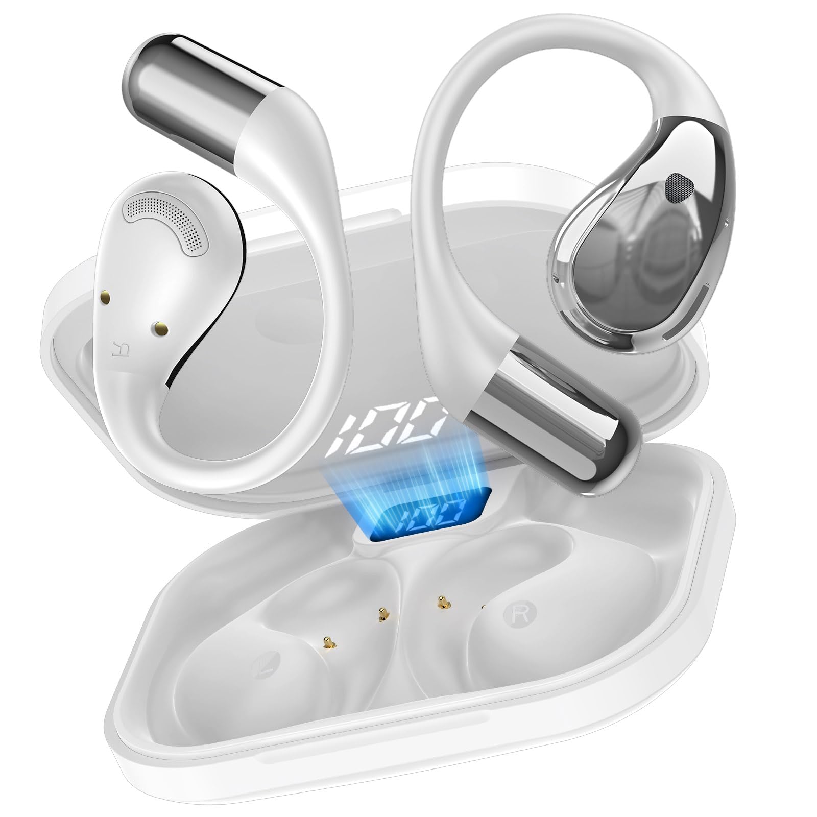 Conyat Open Ear Kopfhörer Bluetooth 6.0 mit HD Mic, Kopfhörer Kabellos Bluetooth HiFi Stereo mit Ohrhaken, 40H Spielzeit, Bluetooth Kopfhörer mit LED-Anzeige