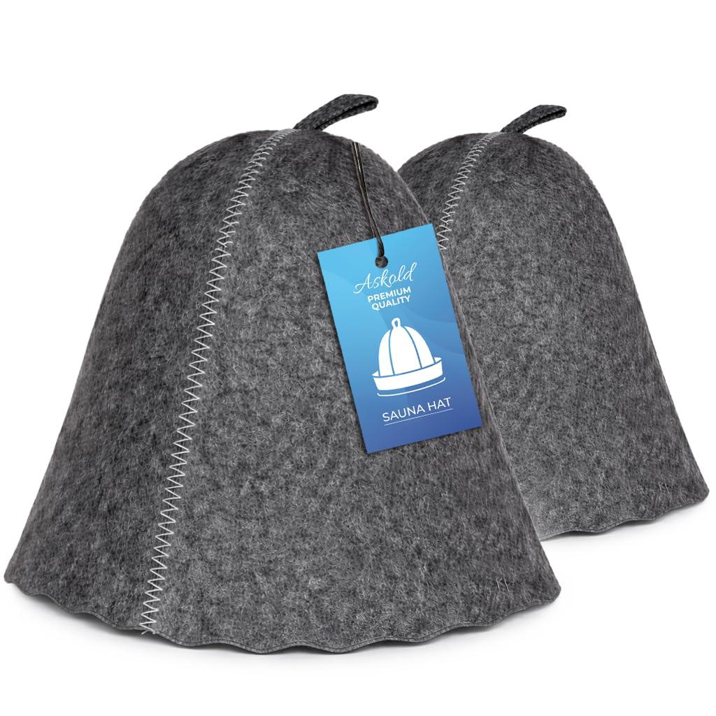 ASKOLD 2 pcs Sauna Hat for Women and Men Grey Felt – Banya Hat for Men Sauna Cap for Women and Men to Protect Hair