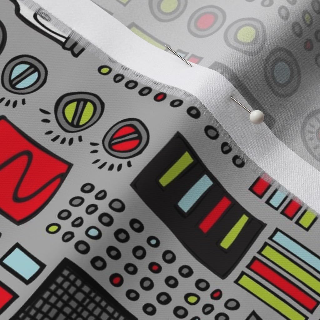 Spoonflower Fabric - Robot Technology Computer Machine Nerd Geek Printed on Organic Cotton Sateen Fabric by The Yard - Sewing Quilting Apparel Home Decor