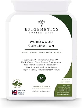 Wormwood Combination 360mg | Black Walnut, Clove, Quassia, Wormwood Herb Supplement | 60 Vegan Capsules | Made in UK | 2 Month Supply, 1 Herbal Capsule Daily