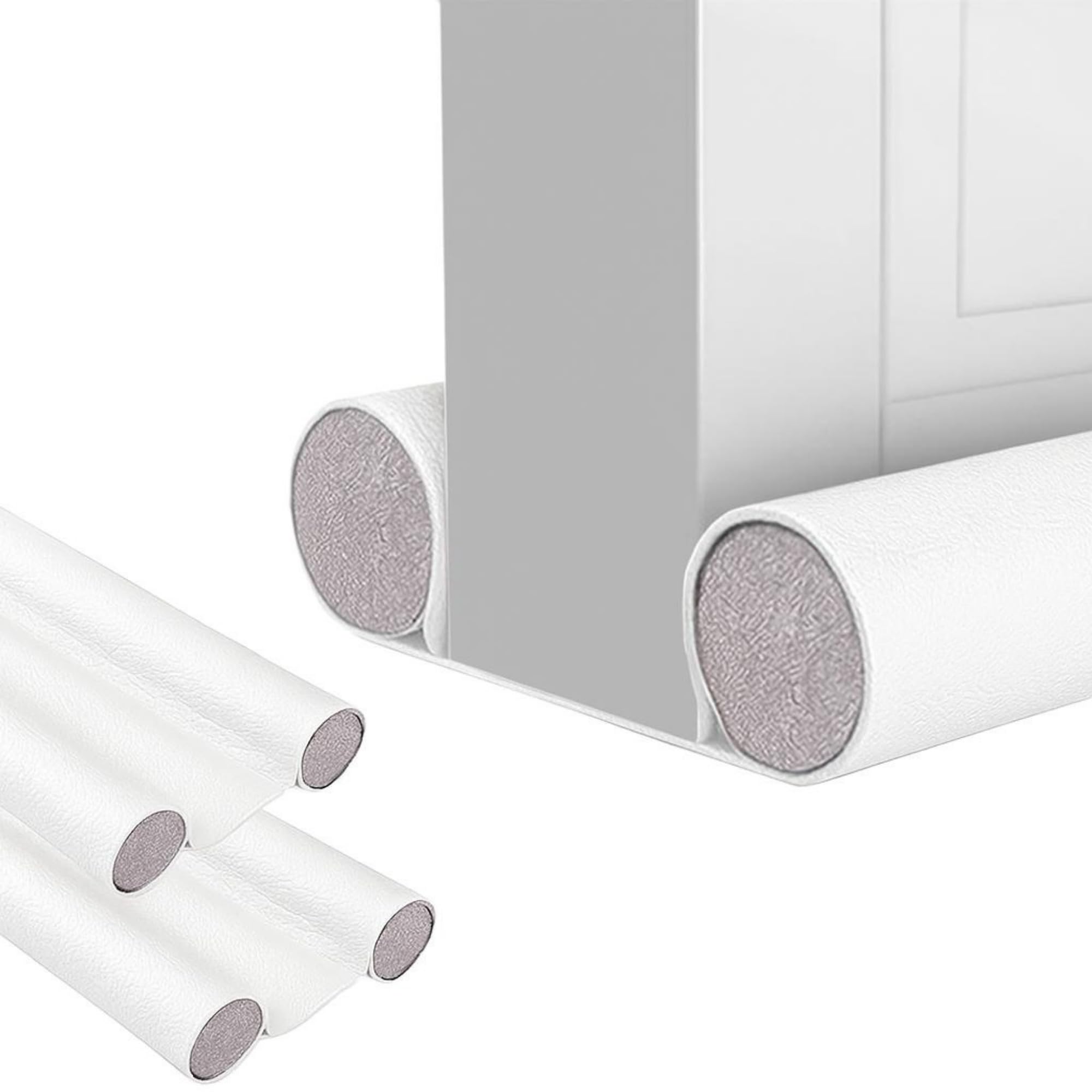 2x Paraspifferi Sottoporta e Finestre da 80 a 90 cm, Doppia Guarnizione in Similpelle, Regolabile tra 32 e 94 cm. Isolamento Acustico, Riduzione Freddo/Calore, Antivento, Luce, Polvere, Insetti.