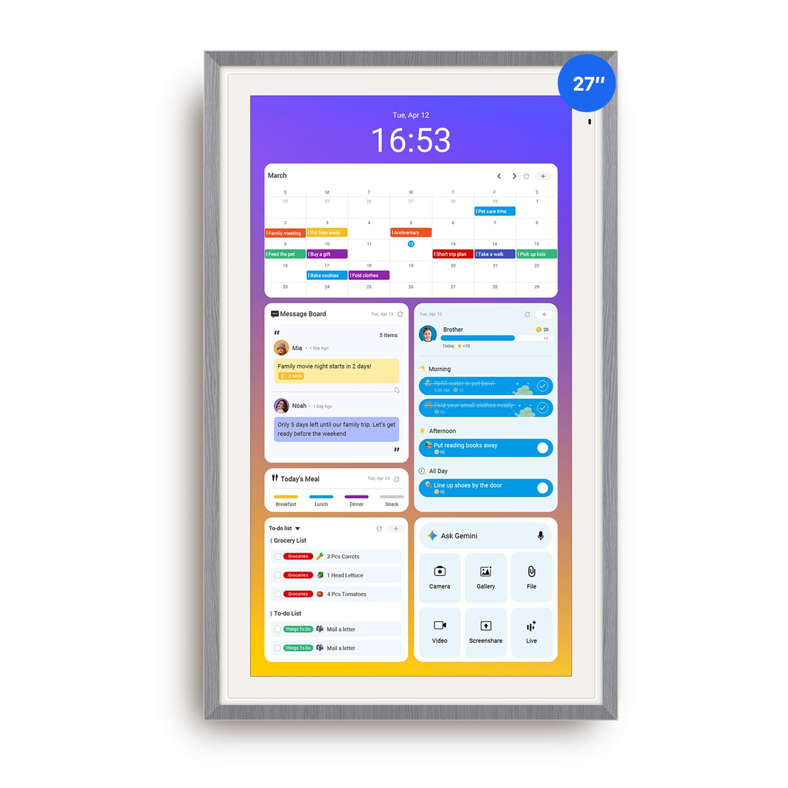 ApoloSign 68,6 cm (27 Zoll) digitaler Kalender: Dual-Mode-Kalender mit Google Play & Multi-Kalender-Synchronisation, elektronischer Planer und Aufgabendiagramm, intelligenter Touchscreen, interaktives