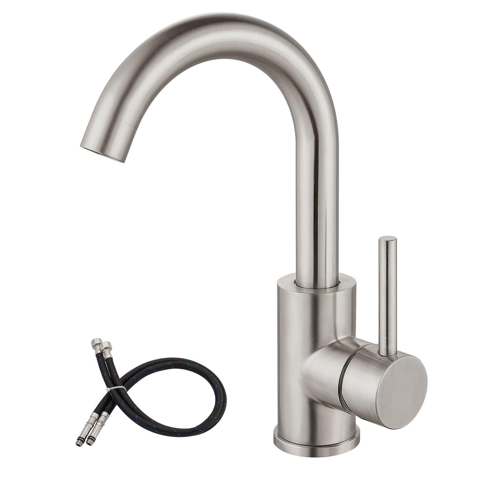 Airuida Bar Sink Faucet Single Hole Single Handle Bathroom Sink Faucet Kitchen Small Prep Wet Farmhouse RV Lavatory Vanity Mixer Tap 360 Degree Swivel Spout Without Pop Up Drain Brushed Nickel