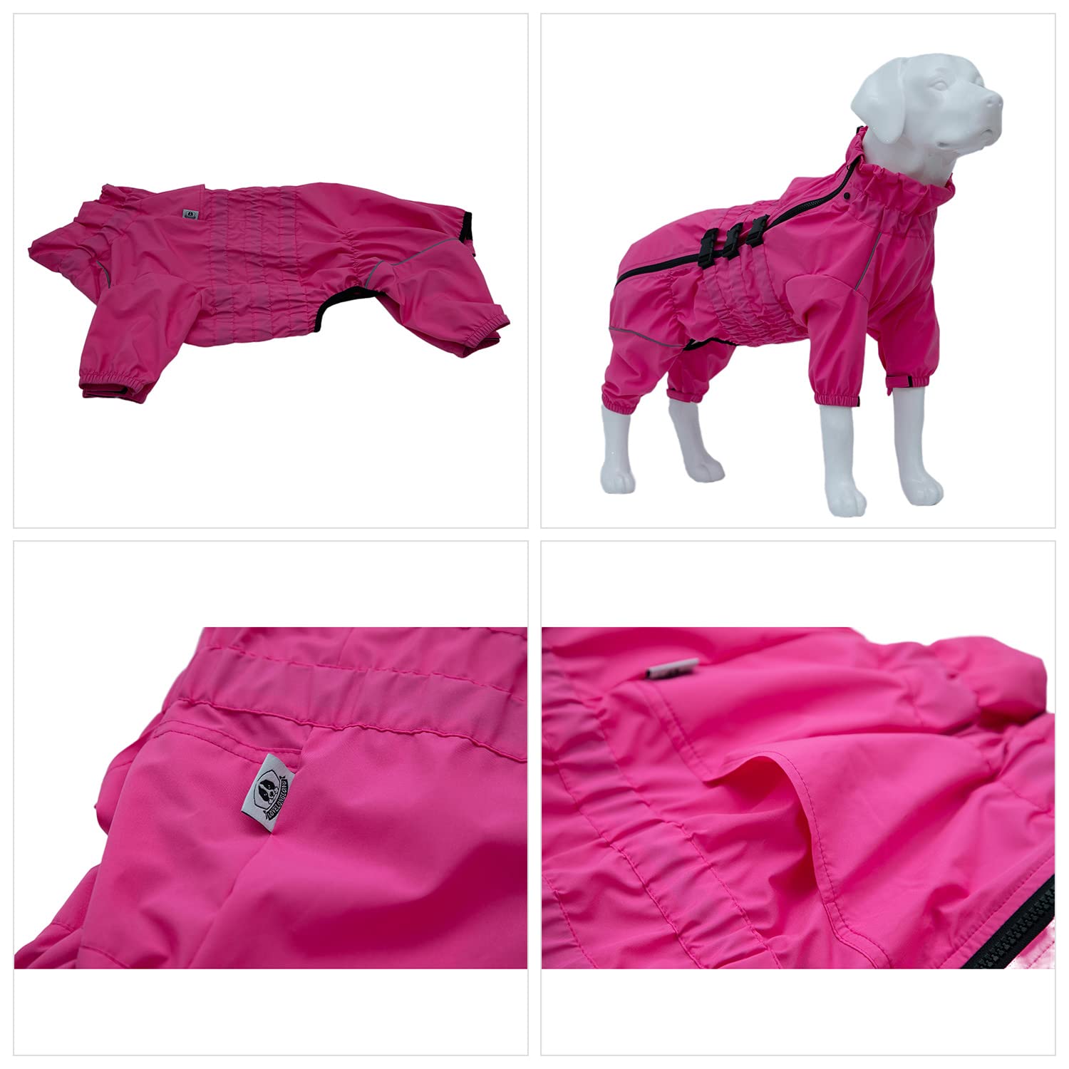 Chaqueta impermeable para perros, chaqueta impermeable ligera e impermeable reflectante de seguridad para perro, resistente al viento, chaleco para perros pequeños, medianos y grandes, rosered M