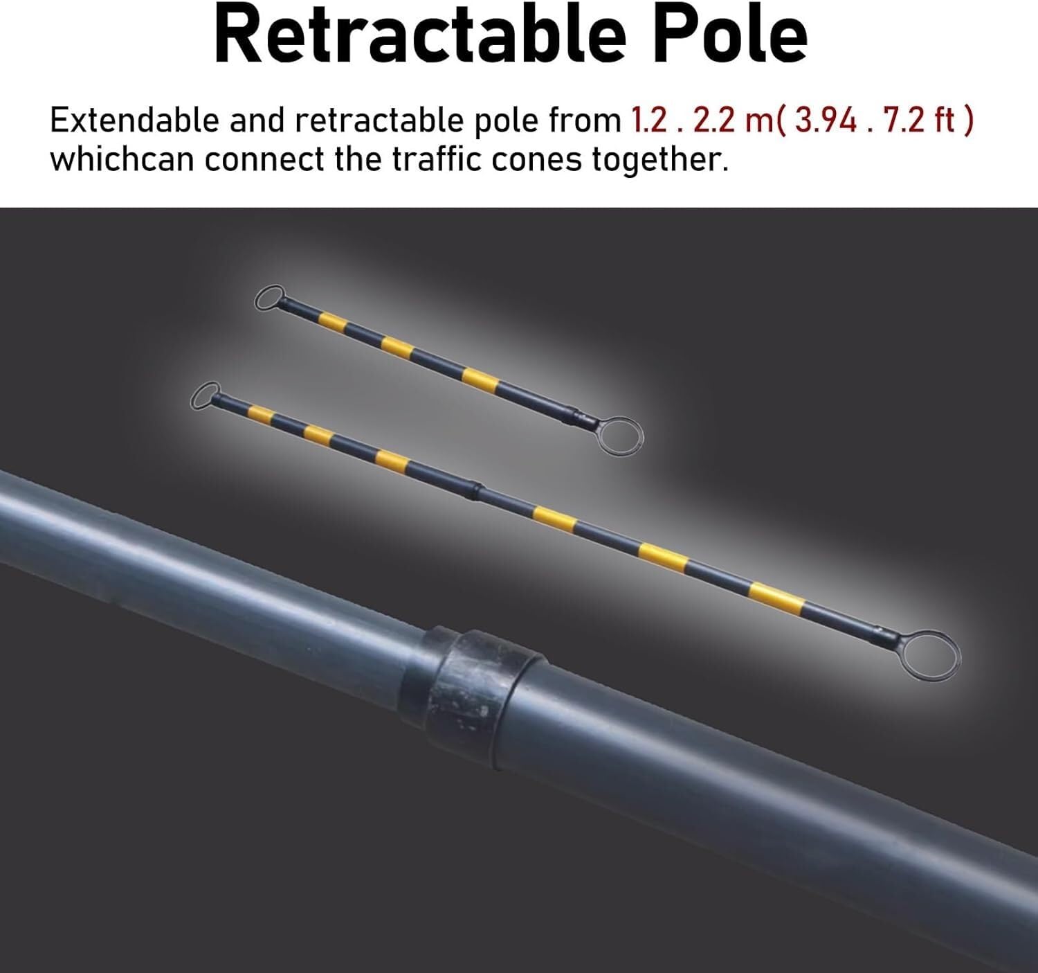 Lot de 12 cônes signalisation rétractables, barrière Circulation rétractable avec Autocollant réfléchissant