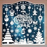 MISS FANTASY Christmas Window Clings Decorations, 10 Sheets Merry Christmas Scene Window Stickers for Glass Window Snowflakes Decals White Winter Snow Scene Christmas Decorations for Home Indoor