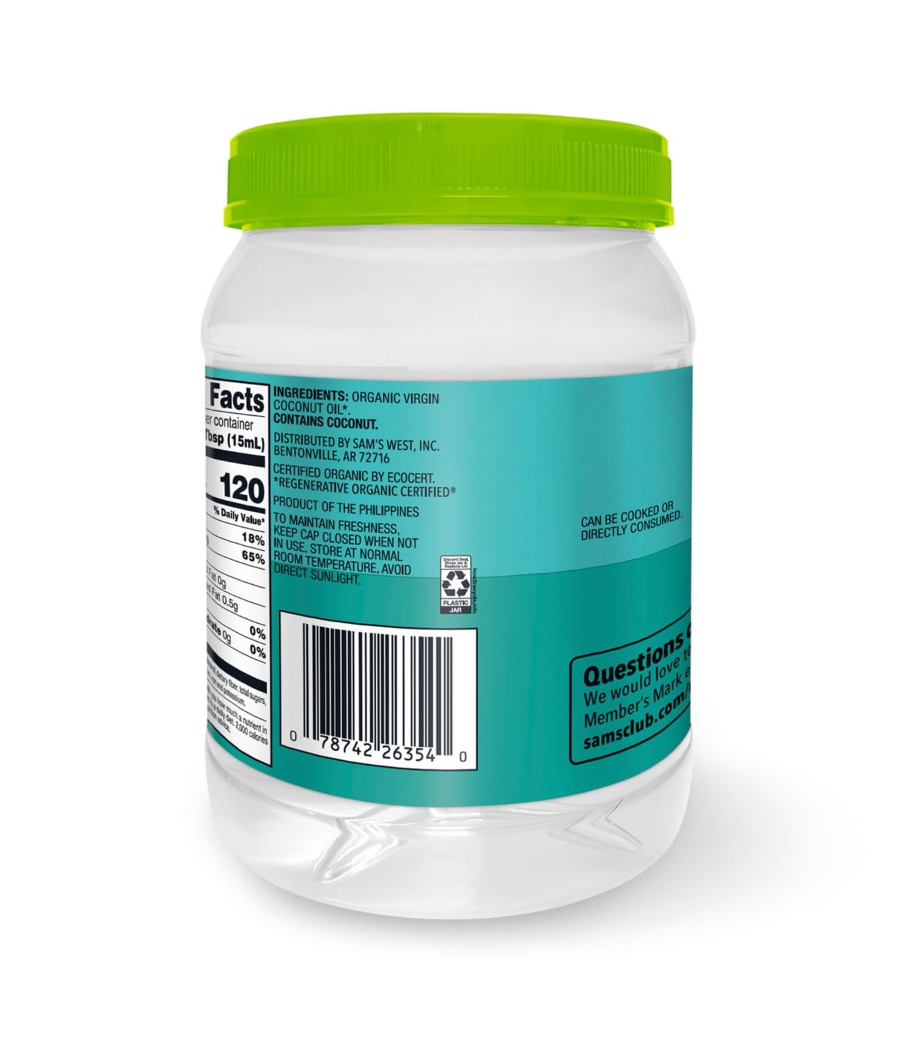 Member Mark Organic Virgin Coconut Oil, 56oz. 2pk