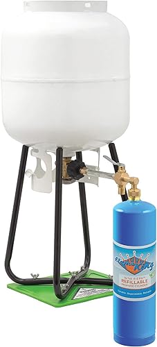 Flame King YSN1LBKT-14 Kit de tanque de cilindro de soldadura de propano vacío de 1 libra y conexión CGA600, reutilizable, opción de recarga segura