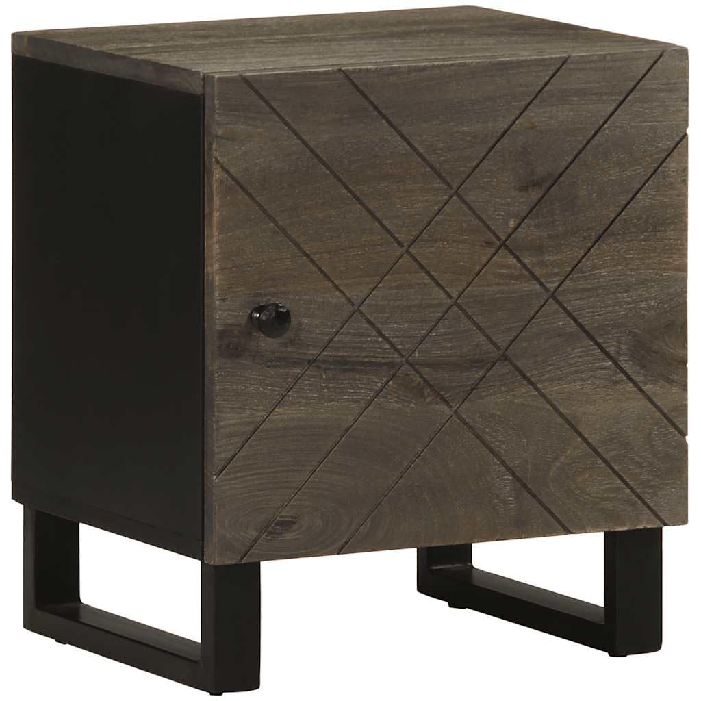 Table de chevet noir 40 cm bois manguier massif, meuble rangement nuit salon chambre