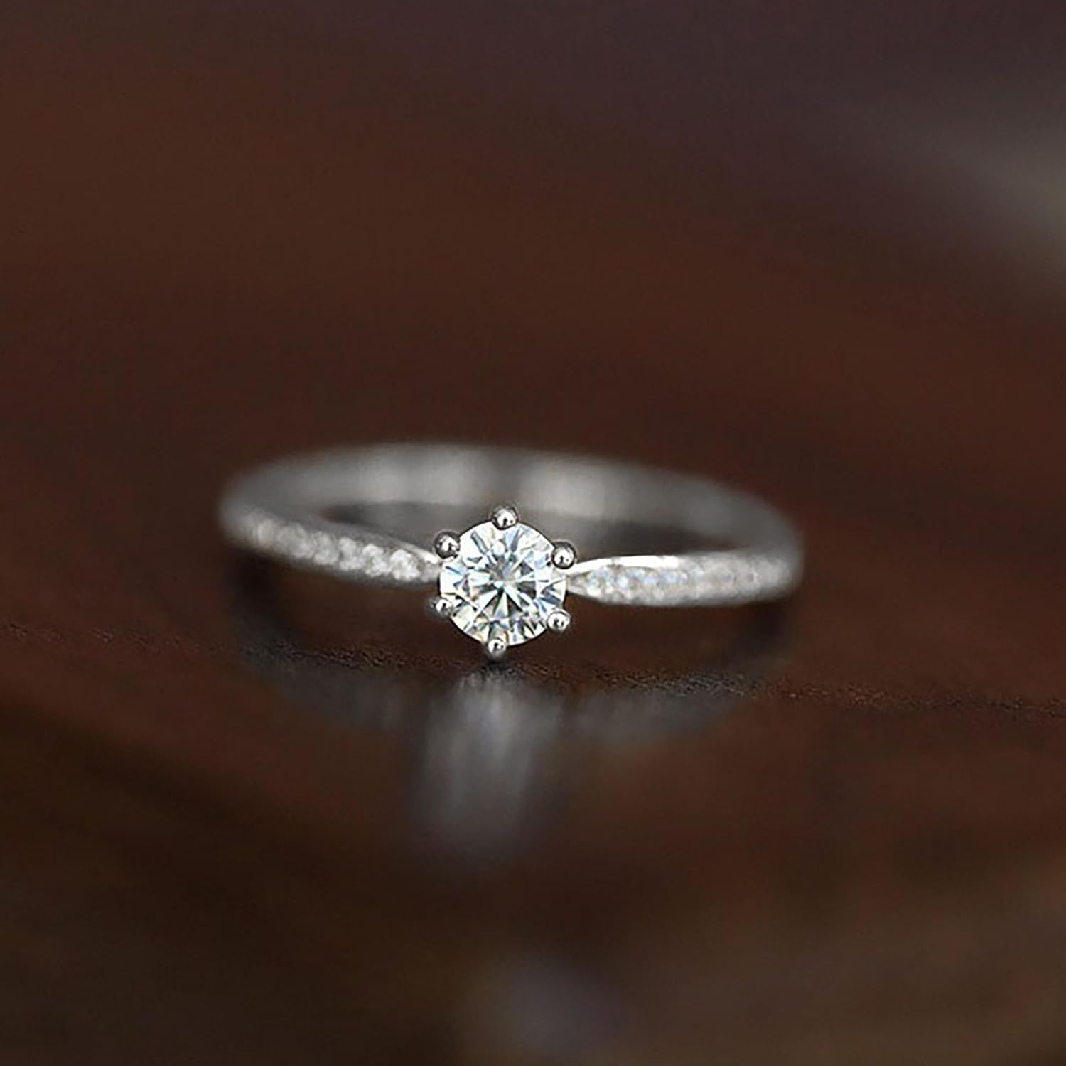 Round Cut Moissanite Ring for Women 925 Sterling Silver Cubic Zirconia Engagement Rings Solitaire Halo Promise Ring for Wife 14K Gold Plated Eternity Diamond Band Valentines Day Jewelry Gifts - Image 3