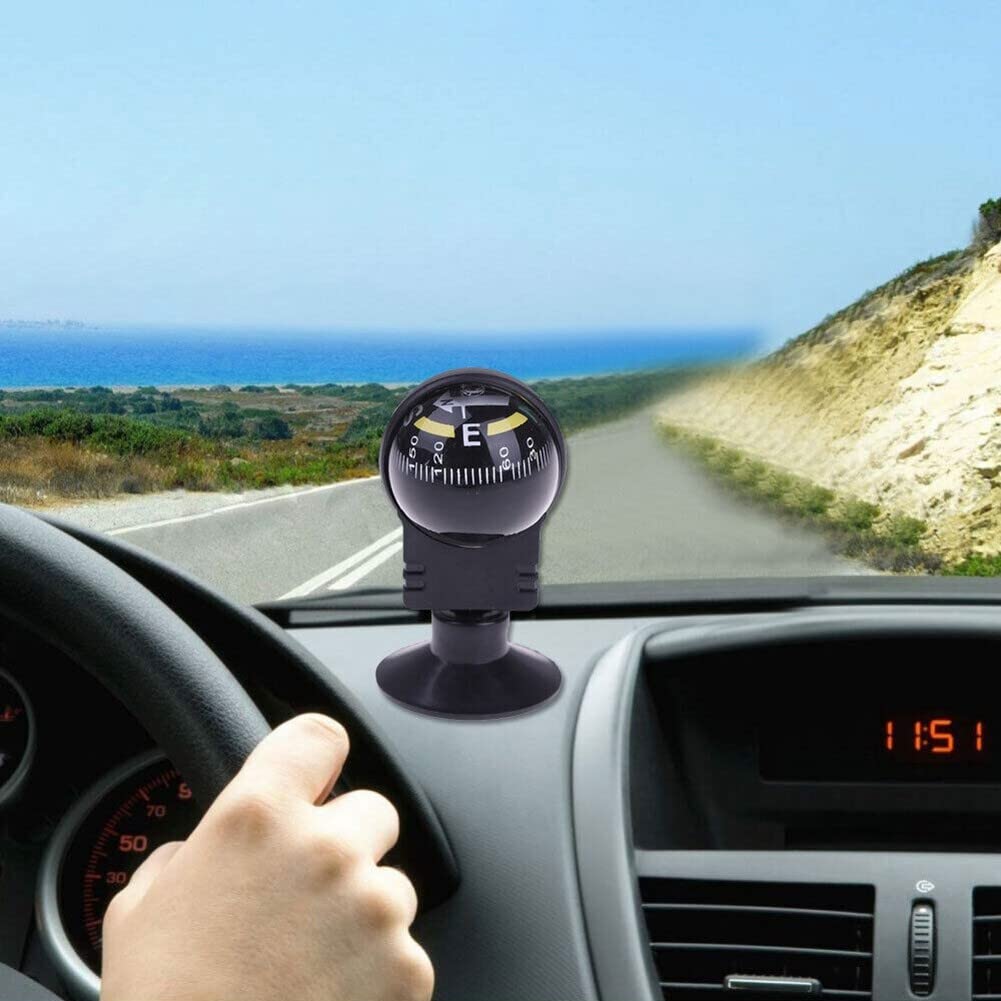 ihreesy Mini Car Navigation Compass,Direction Pointing Guide Ball Boating Compass Dashboard Suction Dashboard Stand Compass for Car,Boat,Caravan,RV