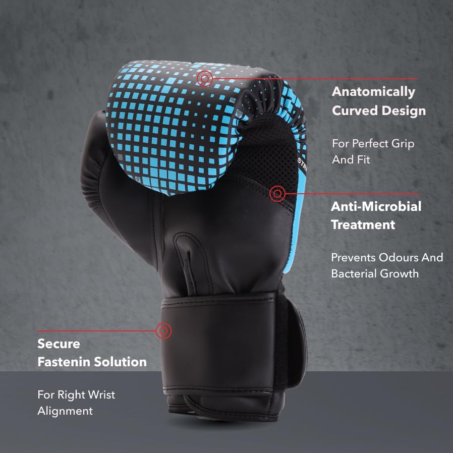 Image of Cult Premium Leather Boxing Gloves for Men & Women - 10 Oz High-Density PU Padding, Wrist Support & Antimicrobial Lining - Ideal for Boxing, Kickboxing, Muay Thai & MMA - Blue & White