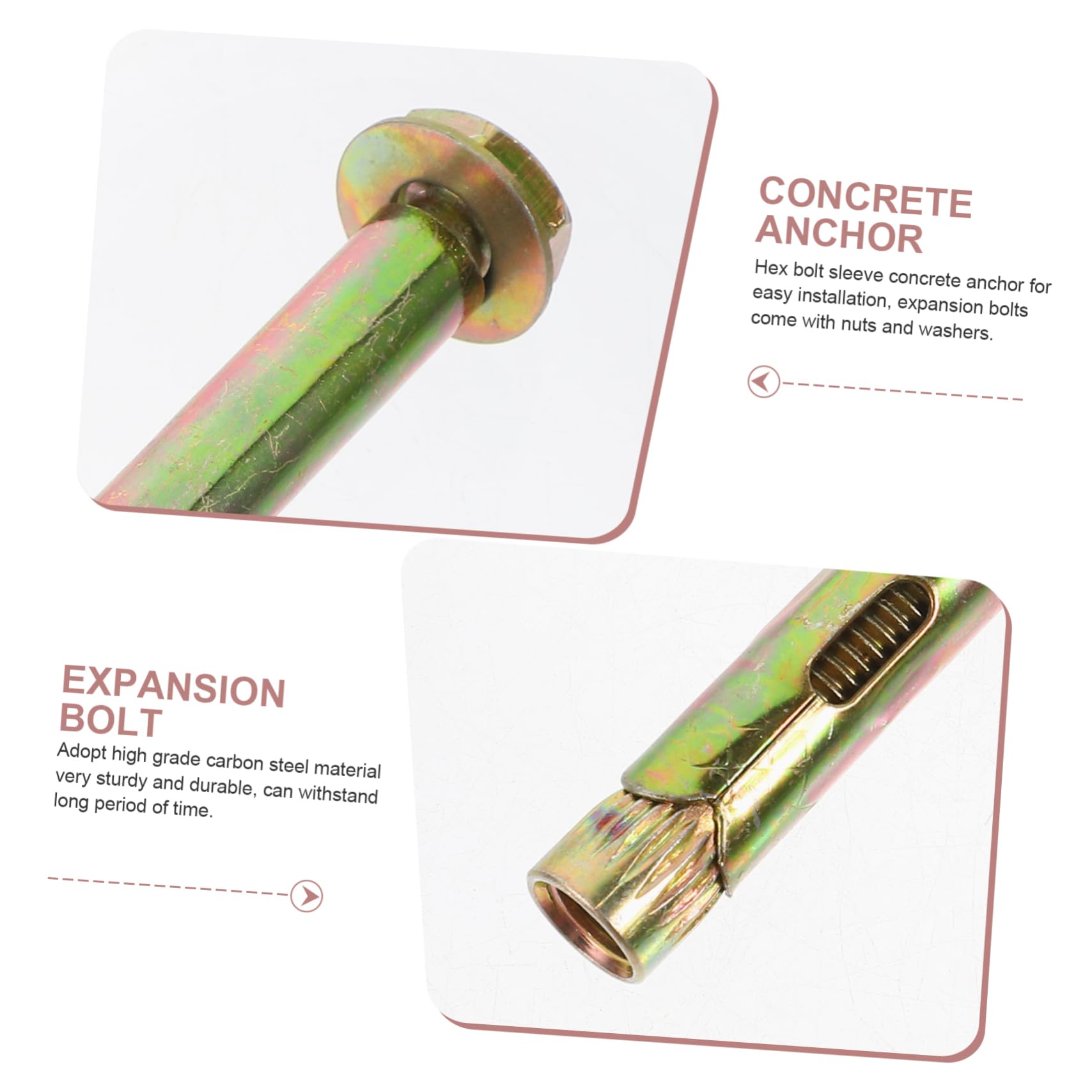 Balacoo M10x150mm Concrete Knurled Anchor Bolts Carbon Steel Anchor Kit for Construction