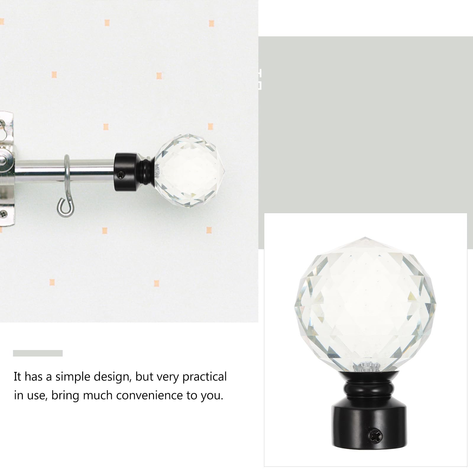 Homoyoyo Embouts pour Tringles à Rideaux Accessoires Simples et Rétro Lot de 2 en Fer Noir pour Décoration de Maison