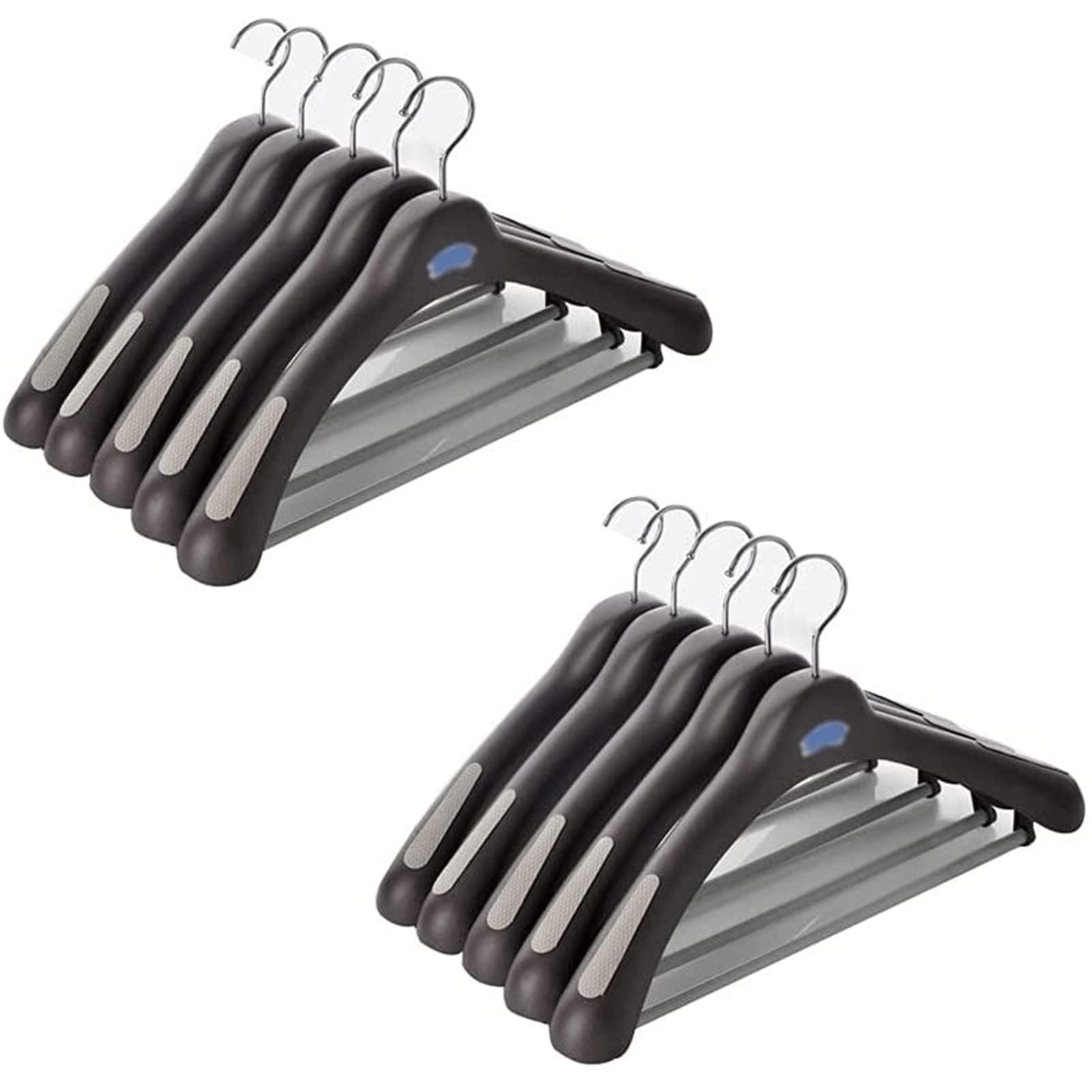 Habiba Robusto Perchas de 10 Piezas, Percha Antideslizante de Hombro Ancho para Abrigos, Trajes, Pantalones y Chaquetas, Perchas de plástico multifuncionales Durable