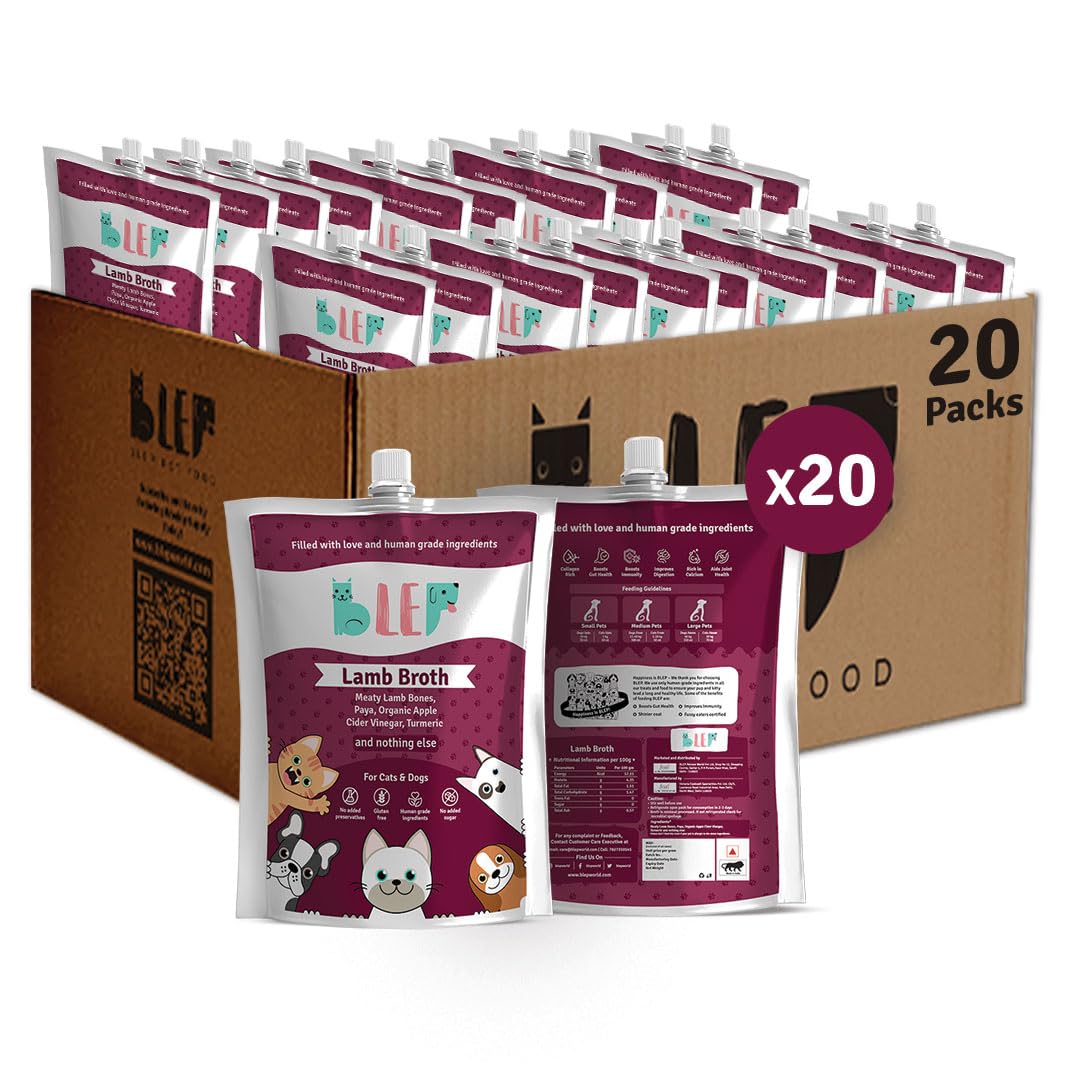 BLEP Lamb Broth 2000ml (100ml x 20) for Cats & Dogs|Zero Preservatives|Aids Joint Health & Digestion|Collagen Rich| Human Grade, Natural Wet Dog Food|Bone Broth|Ideal for All Breeds (Pack of 20) (B0D5QLWNN4) Amazon Price History, Amazon Price Tracker