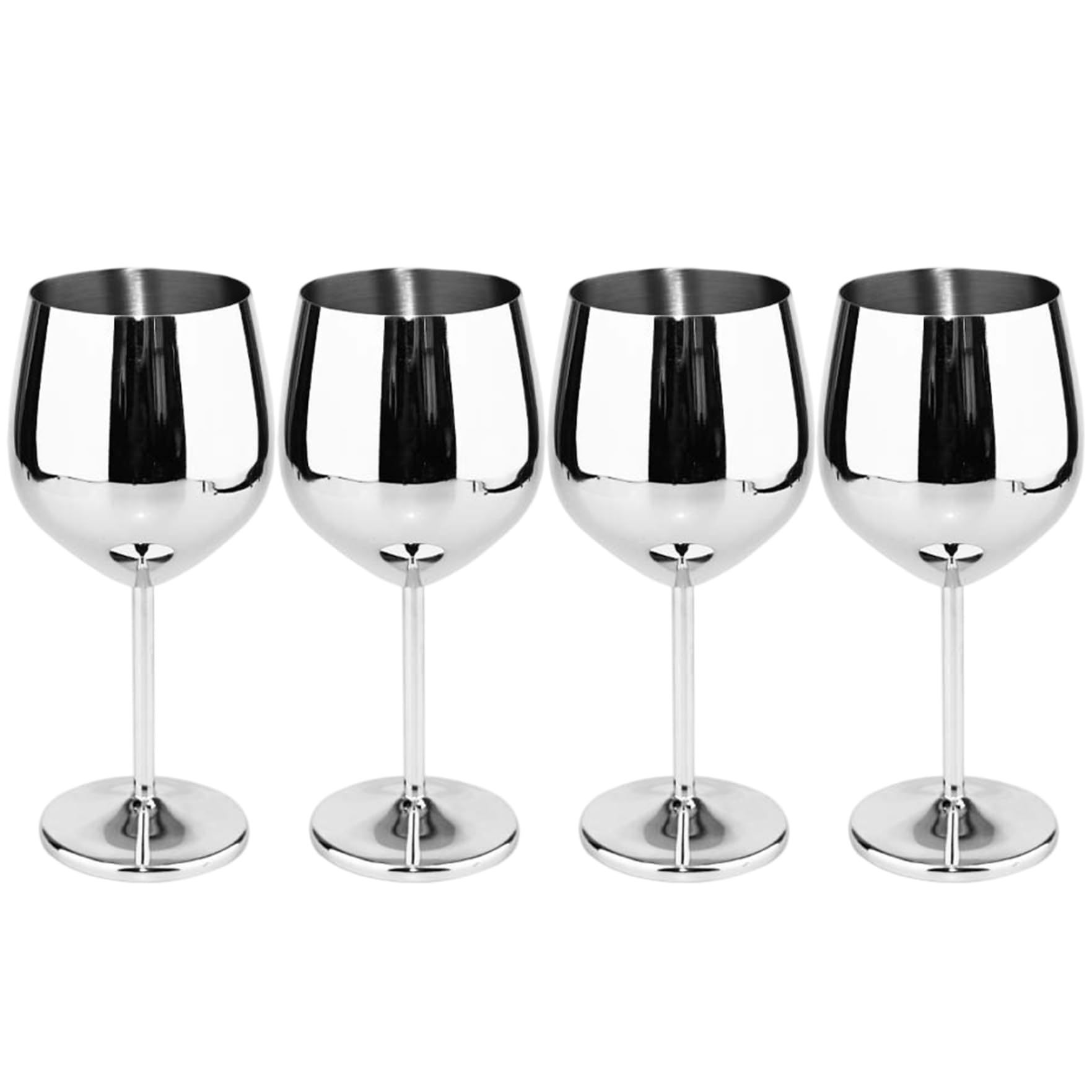 Weinglas aus Edelstahl, 4 Stück, 500 ml, ohne Stiel, Weinglas, U-förmig, Dickbauch, rostfrei, unzerbrechlich, elegant, modern, tragbar, Metallbecher mit Stielen für Zuhause, Reisen; 1