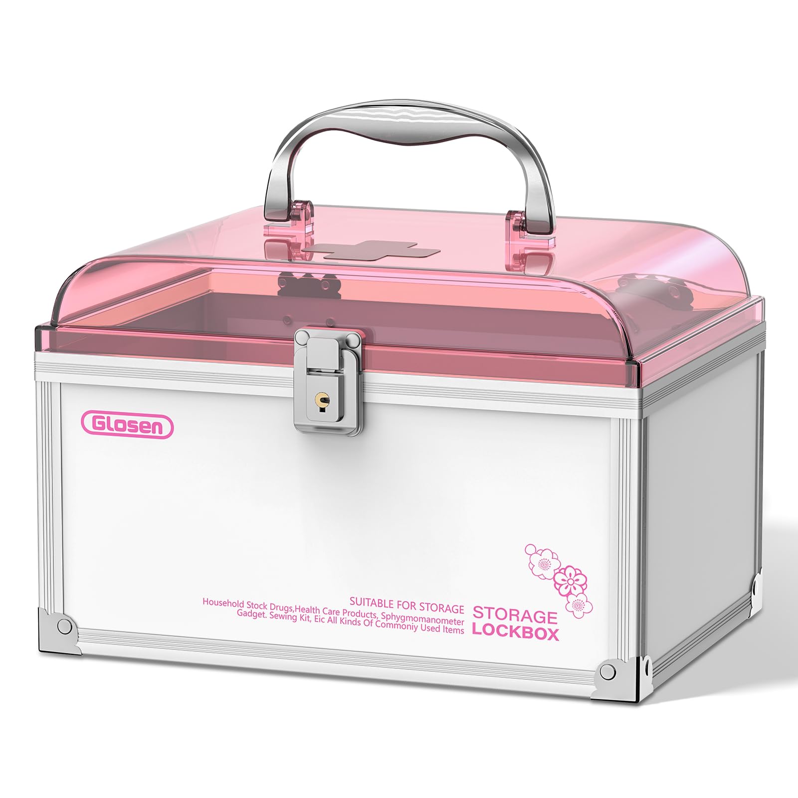 Amazon.com: Glosen Medicine Lock Box With Key,pink,8.46 * 5.87